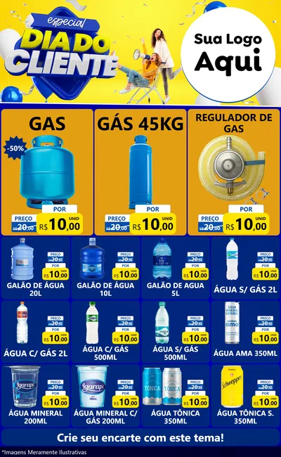 Modelo de Encarte para Encarte Grande com o tema Especial Dia do Cliente para Água e gás