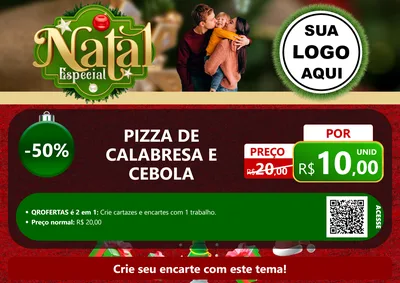Modelo de Cartaz para Cartaz A4 Horizontal com o tema Natal Especial para Pizzaria