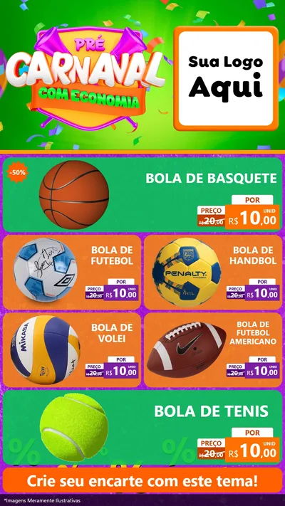 Modelo de TV para TV Vertical com o tema Pré-Carnaval Com Economia para Artigos Esportivos