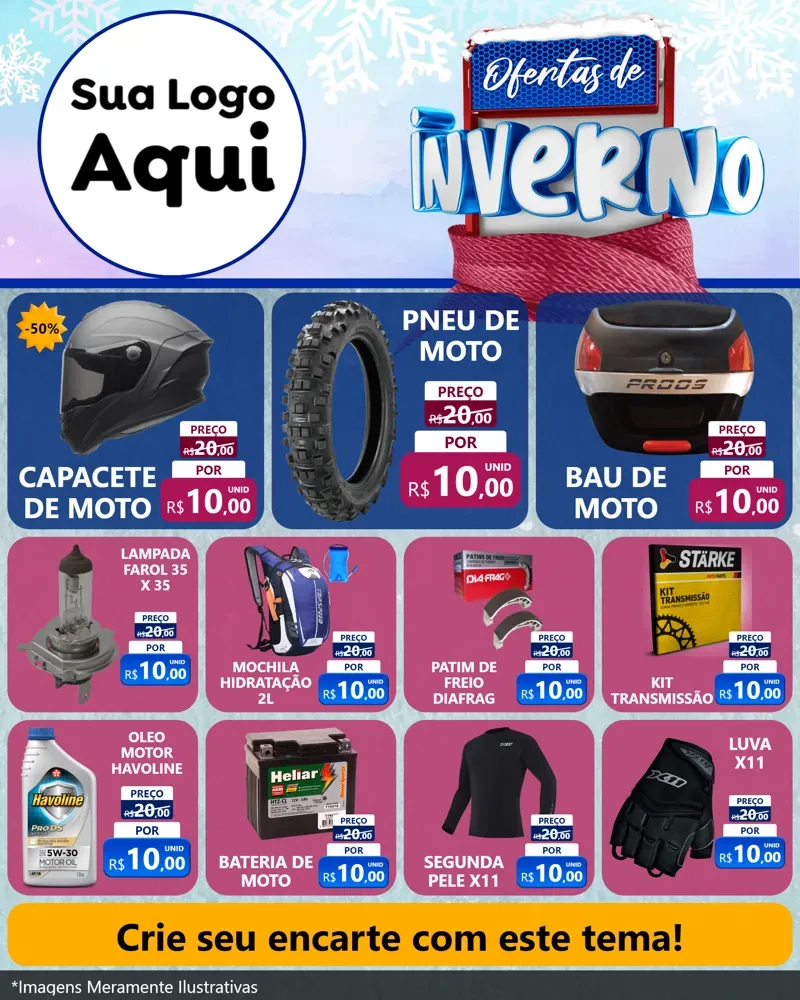 Modelo de Rede Social para Feed Instagram com o tema Ofertas de Inverno para Moto peças