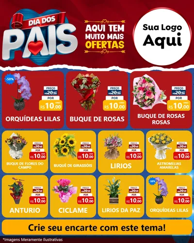 Modelo de Rede Social para Feed Instagram com o tema Dia dos Pais para Floricultura e jardim