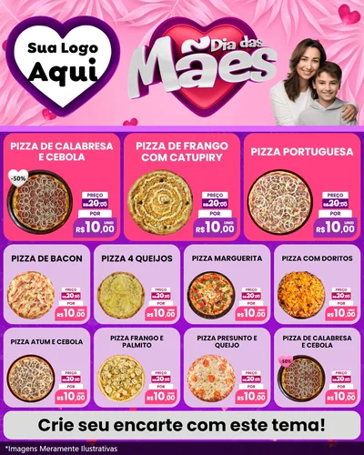 Modelo de Rede Social para Feed Instagram com o tema Dia das Mães para Pizzaria