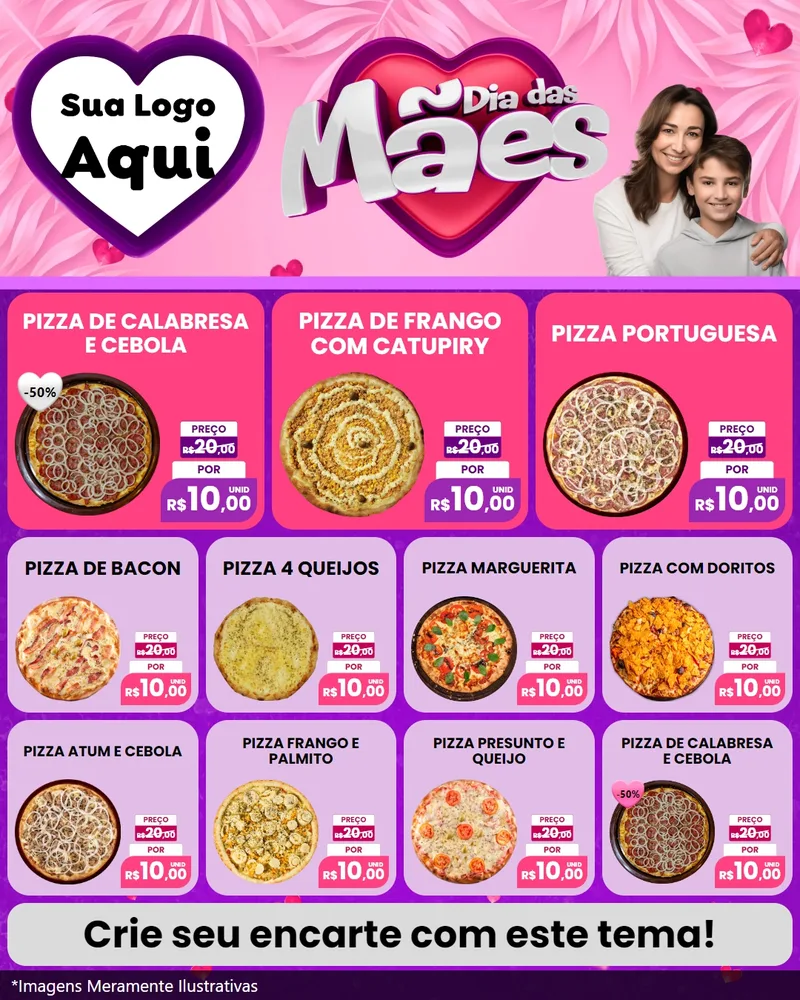 Modelo de Rede Social para Feed Instagram com o tema Dia das Mães para Pizzaria