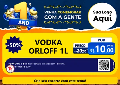 Modelo de Cartaz para Cartaz A4 Horizontal com o tema Um Ano de Aniversário para Distribuidora de bebidas