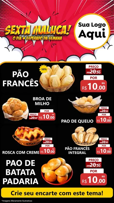 Modelo de TV para TV Vertical com o tema Sexta Maluca! para Padaria