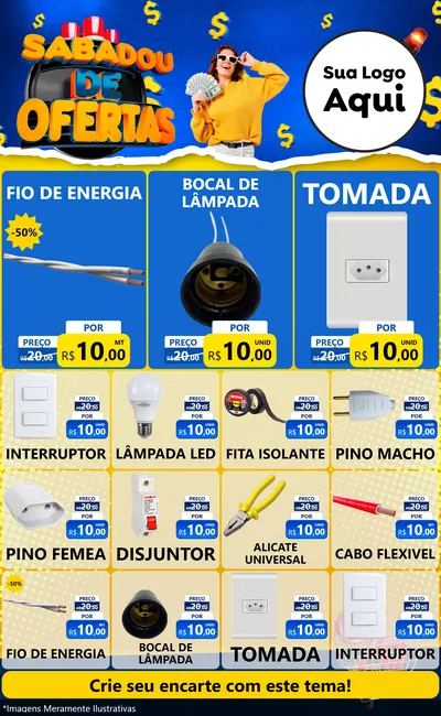 Modelo de Encarte para Encarte Grande com o tema Sabadou de Ofertas para Materiais Elétricos