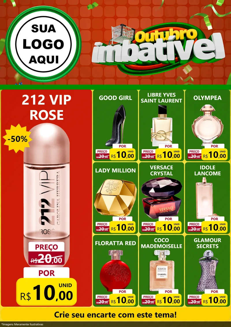 Modelo de Encarte para Encarte A4 Vertical com o tema Outubro Imbatível para Perfumes