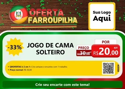 Modelo de Cartaz para Cartaz A4 Horizontal com o tema Oferta Farroupilha para Cama, Mesa e Banho