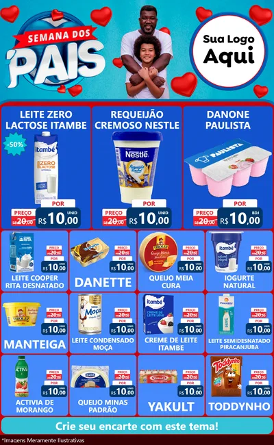 Modelo de Encarte para Encarte Grande com o tema Semana Dos Pais para Frios e Laticínios