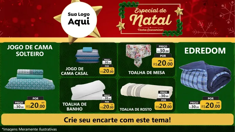 Modelo de TV para TV Horizontal com o tema Especial de Natal para Cama, Mesa e Banho