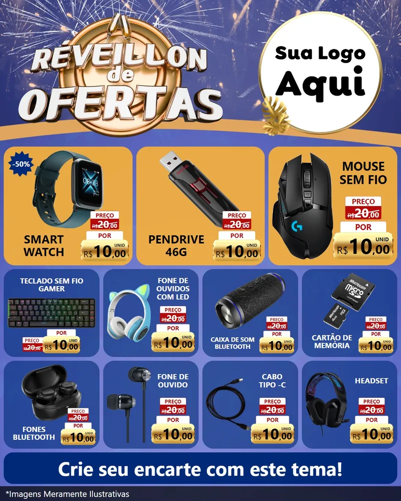Modelo de Rede Social para Feed Instagram com o tema Réveillon de Ofertas para Informática