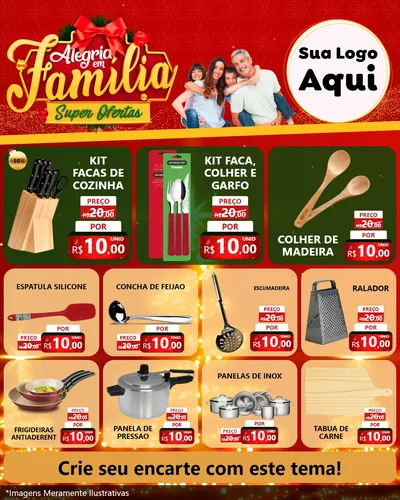 Modelo de Rede Social para Feed Instagram com o tema Alegria em Família Super Ofertas - Natal para Utilidades Domésticas