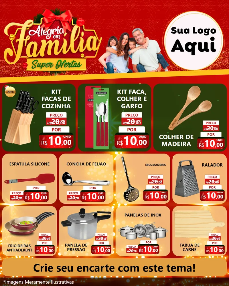 Modelo de Rede Social para Feed Instagram com o tema Alegria em Família Super Ofertas - Natal para Utilidades Domésticas