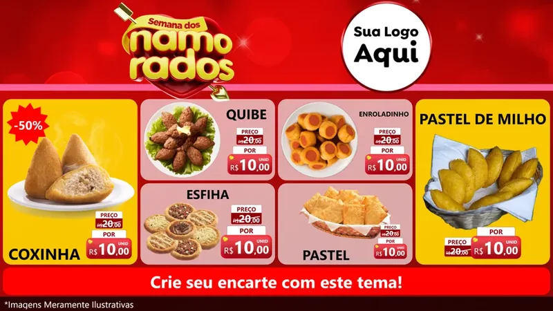 Modelo de TV para TV Horizontal com o tema Semana dos namorados para Salgadaria