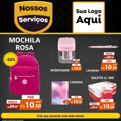 Modelo de Rede Social para Feed Facebook com o tema Nossos Serviços para Papelaria