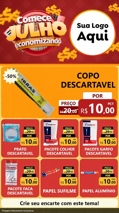 Modelo de Rede Social para Stories com o tema Comece Julho Economizando para Embalagens