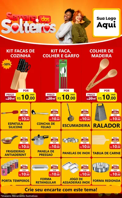 Modelo de Encarte para Encarte Grande com o tema Semana dos Solteiros para Utilidades Domésticas