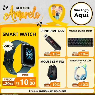 Modelo de Rede Social para Feed Facebook com o tema Setembro Amarelo para Informática
