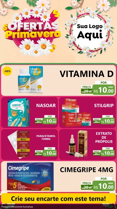 Modelo de TV para TV Vertical com o tema Ofertas de Primavera para Farmácia