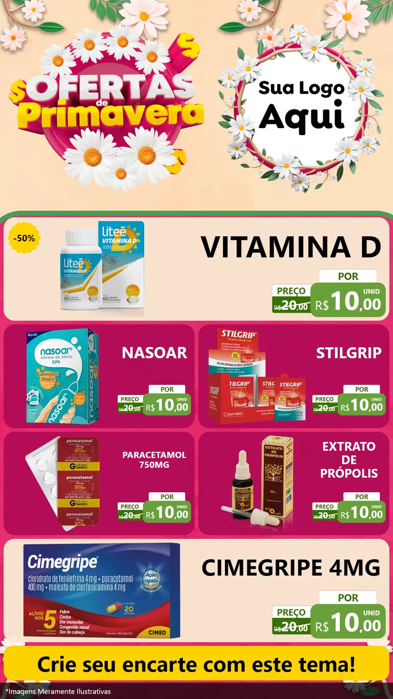 Modelo de TV para TV Vertical com o tema Ofertas de Primavera para Farmácia