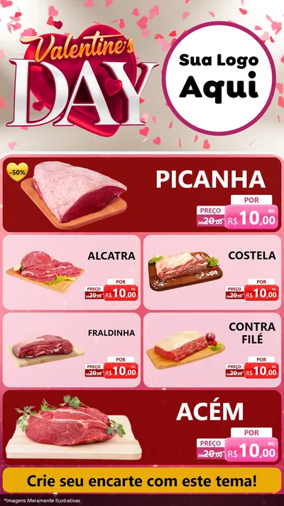 Modelo de TV para TV Vertical com o tema Valentine's Day para Açougue