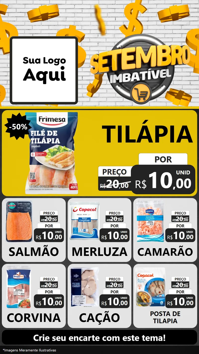 Modelo de Rede Social para Stories com o tema Setembro Imbatível para Peixaria