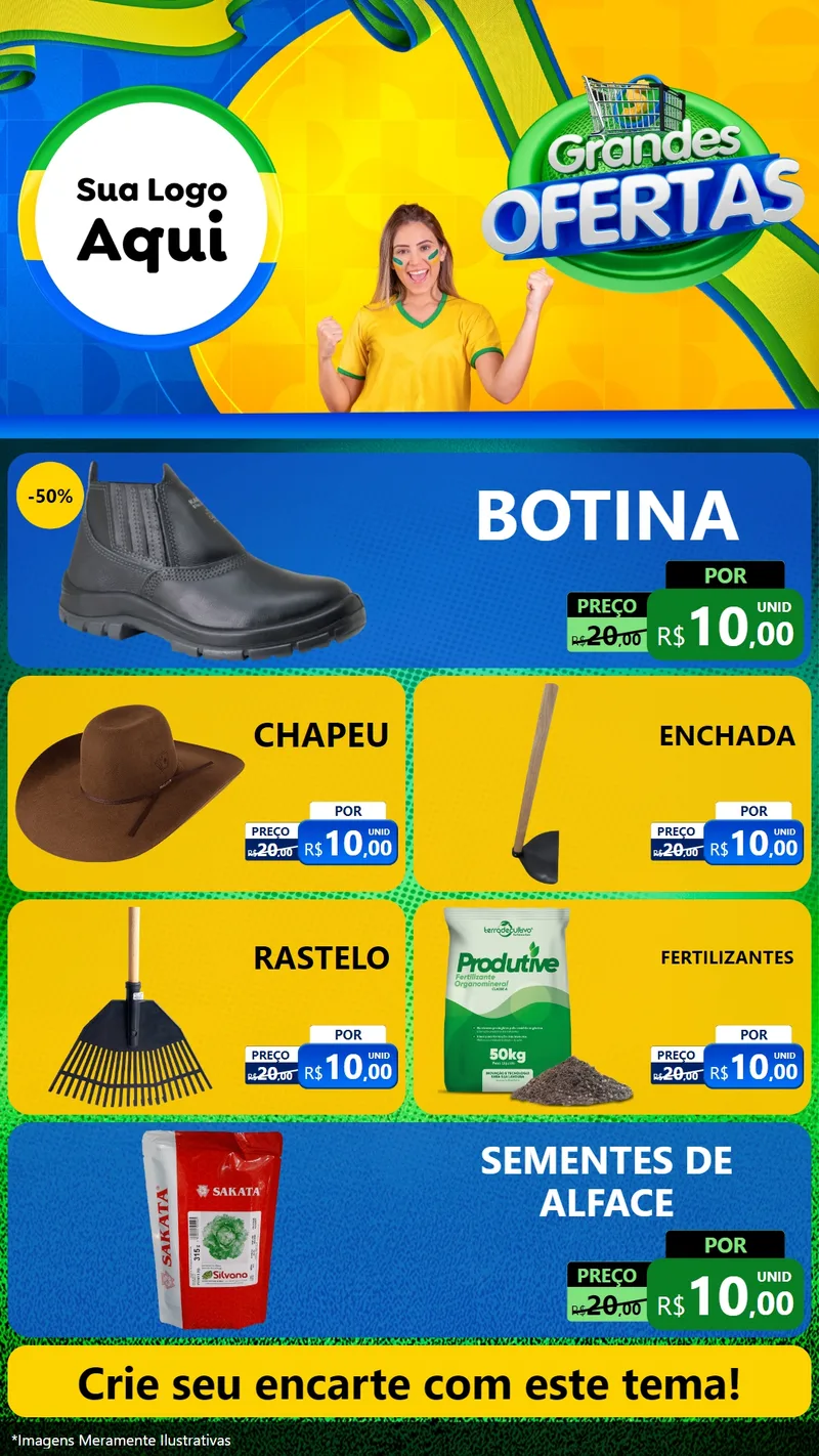Modelo de TV para TV Vertical com o tema Grandes Ofertas para Agropecuária