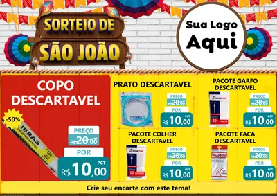 Modelo de Encarte para Encarte A4 Horizontal com o tema Sorteio de São João para Embalagens