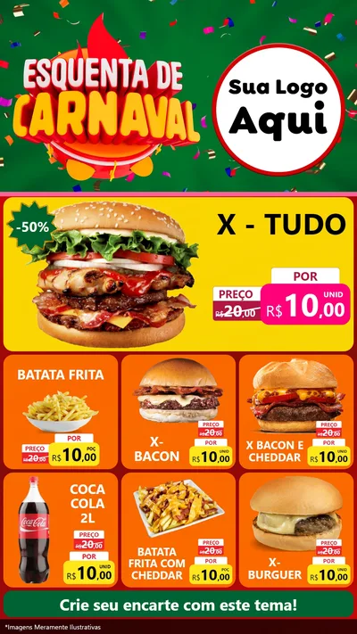 Modelo de Rede Social para Stories com o tema Esquenta de Carnaval para Hamburgueria