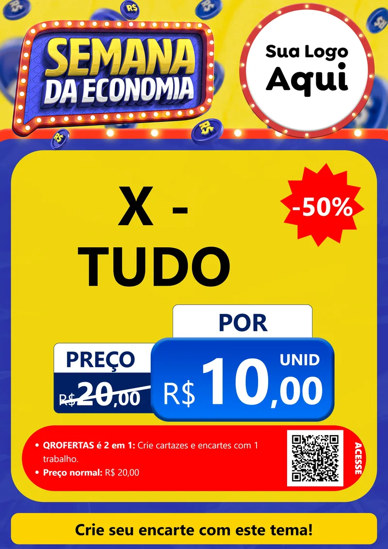 Modelo de Cartaz para Cartaz A4 Vertical com o tema Semana da Economia para Hamburgueria