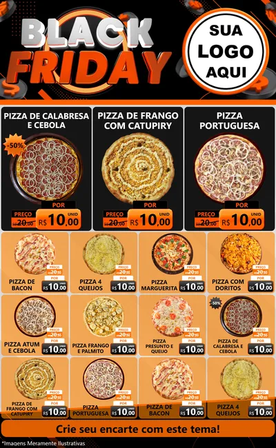 Modelo de Encarte para Encarte Grande com o tema Black Friday para Pizzaria