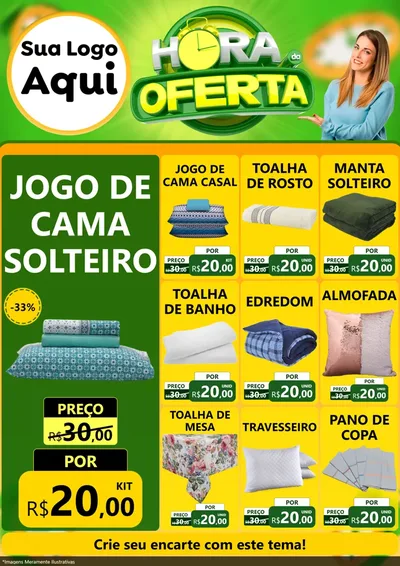 Modelo de Encarte para Encarte A4 Vertical com o tema Hora da Oferta para Cama, Mesa e Banho