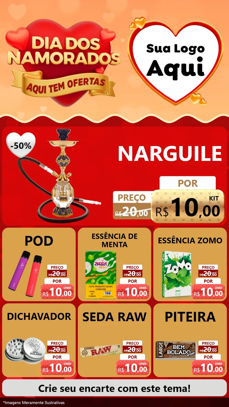 Modelo de Rede Social para Stories com o tema Dia dos Namorados - Aqui Tem Ofertas para Tabacaria
