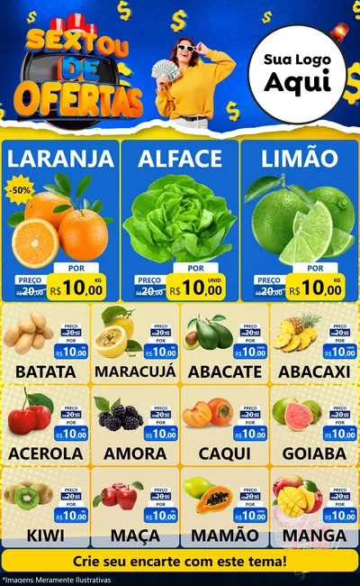 Modelo de Encarte para Encarte Grande com o tema Sextou de Ofertas para Hortifrúti