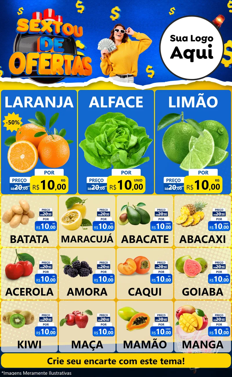 Modelo de Encarte para Encarte Grande com o tema Sextou de Ofertas para Hortifrúti