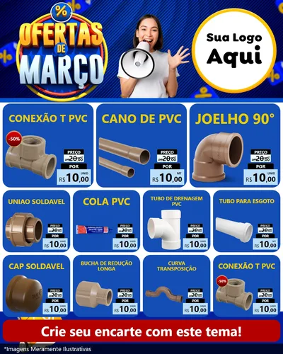 Modelo de Rede Social para Feed Instagram com o tema Ofertas de Março para Tubos e conexões