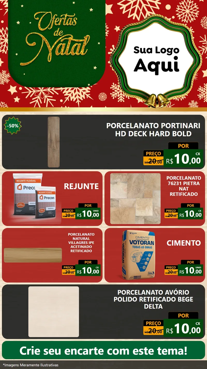 Modelo de TV para TV Vertical com o tema Natal de Ofertas para Pisos e revestimentos