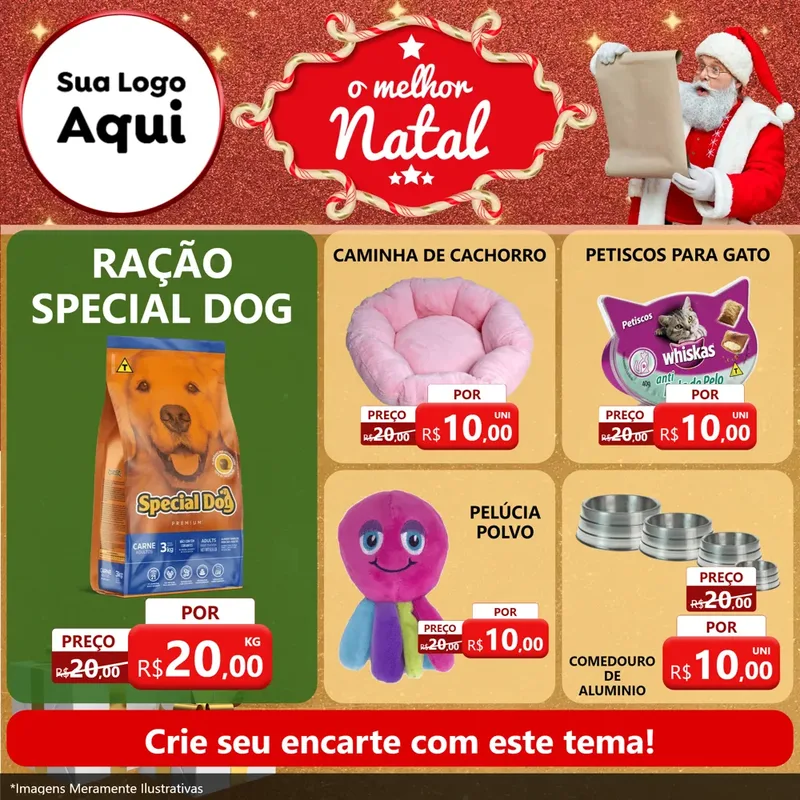 Modelo de Rede Social para Feed Facebook com o tema O Melhor Natal para Pet Shop