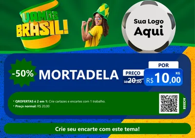 Modelo de Cartaz para Cartaz A4 Horizontal com o tema Vamos Brasil - Copa para Frios e Laticínios