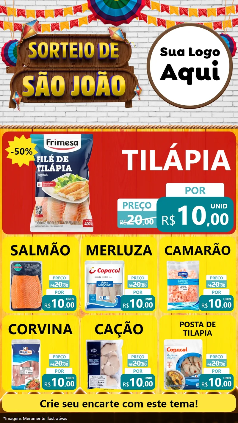 Modelo de Rede Social para Stories com o tema Sorteio de São João para Peixaria
