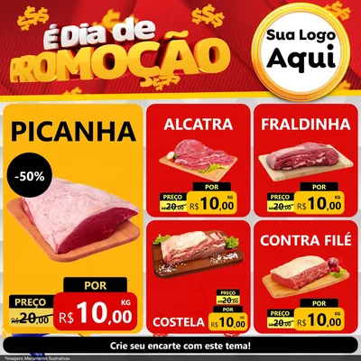 Modelo de Rede Social para Feed Facebook com o tema É Dia De Promoção para Açougue