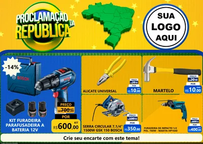 Modelo de Encarte para Encarte A4 Horizontal com o tema Proclamação da República para Maquinas e Ferramentas