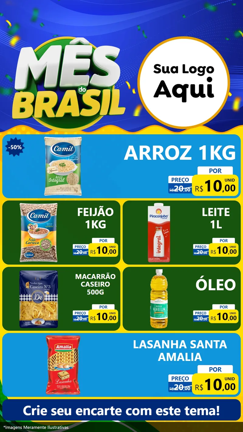 Modelo de TV para TV Vertical com o tema Mês do Brasil para Supermercado