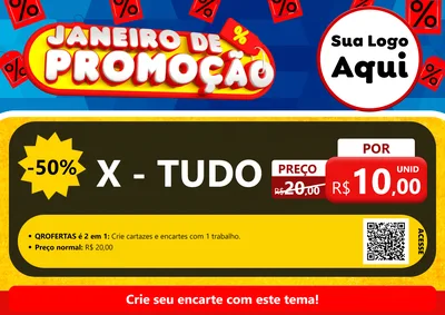 Modelo de Cartaz para Cartaz A4 Horizontal com o tema Janeiro de Promoção para Hamburgueria