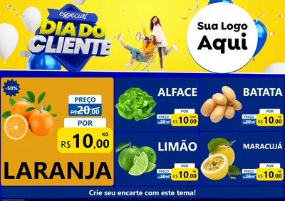 Modelo de Encarte para Encarte A4 Horizontal com o tema Especial Dia do Cliente para Hortifrúti