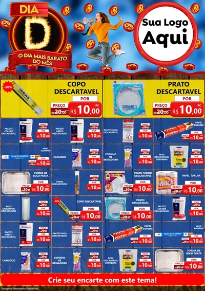 Modelo de Encarte para Encarte A4 Vertical com o tema Dia D - O Dia Mais Barato Do Mês para Embalagens