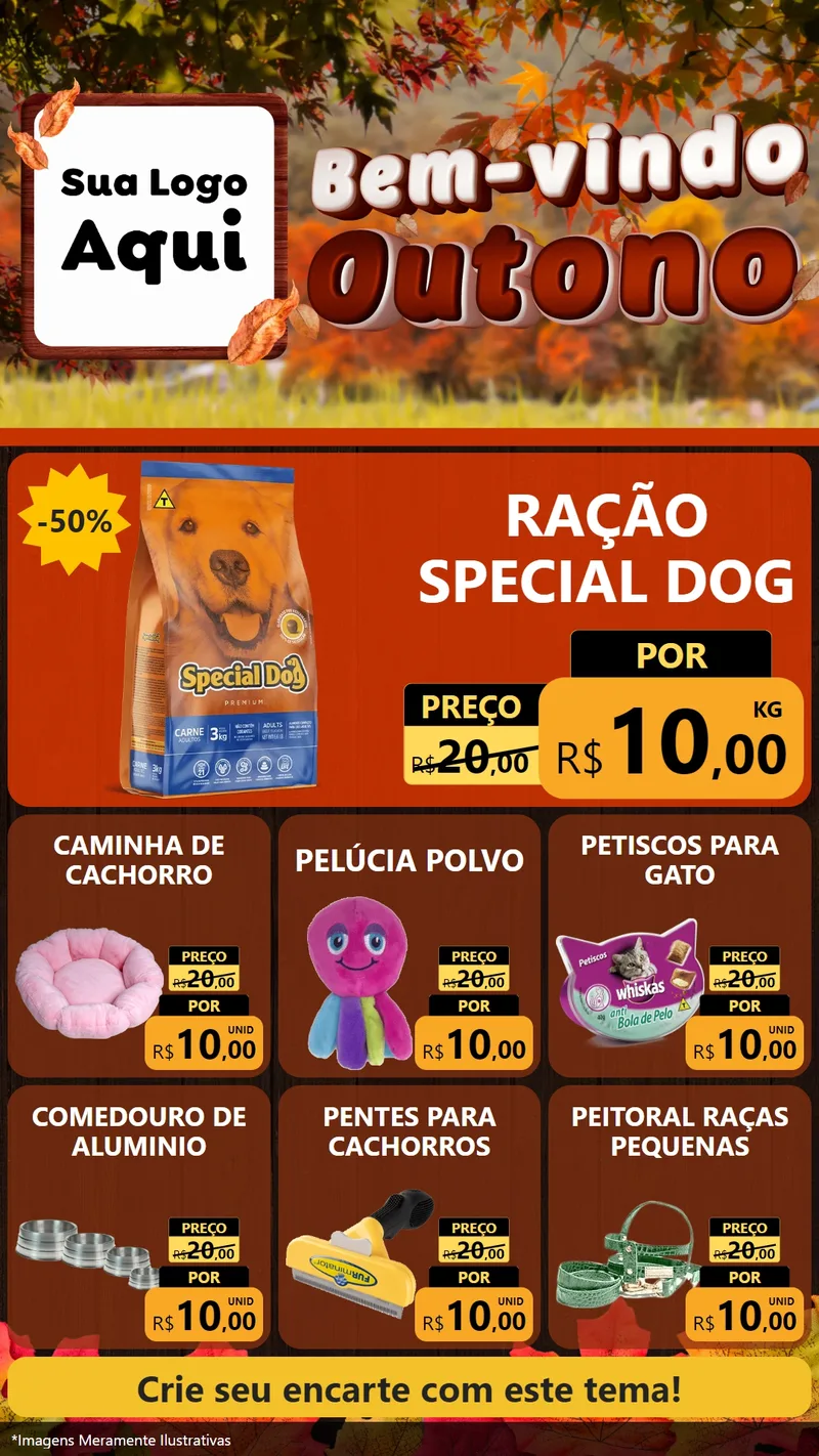 Modelo de Rede Social para Stories com o tema Bem-vindo Outono para Pet Shop