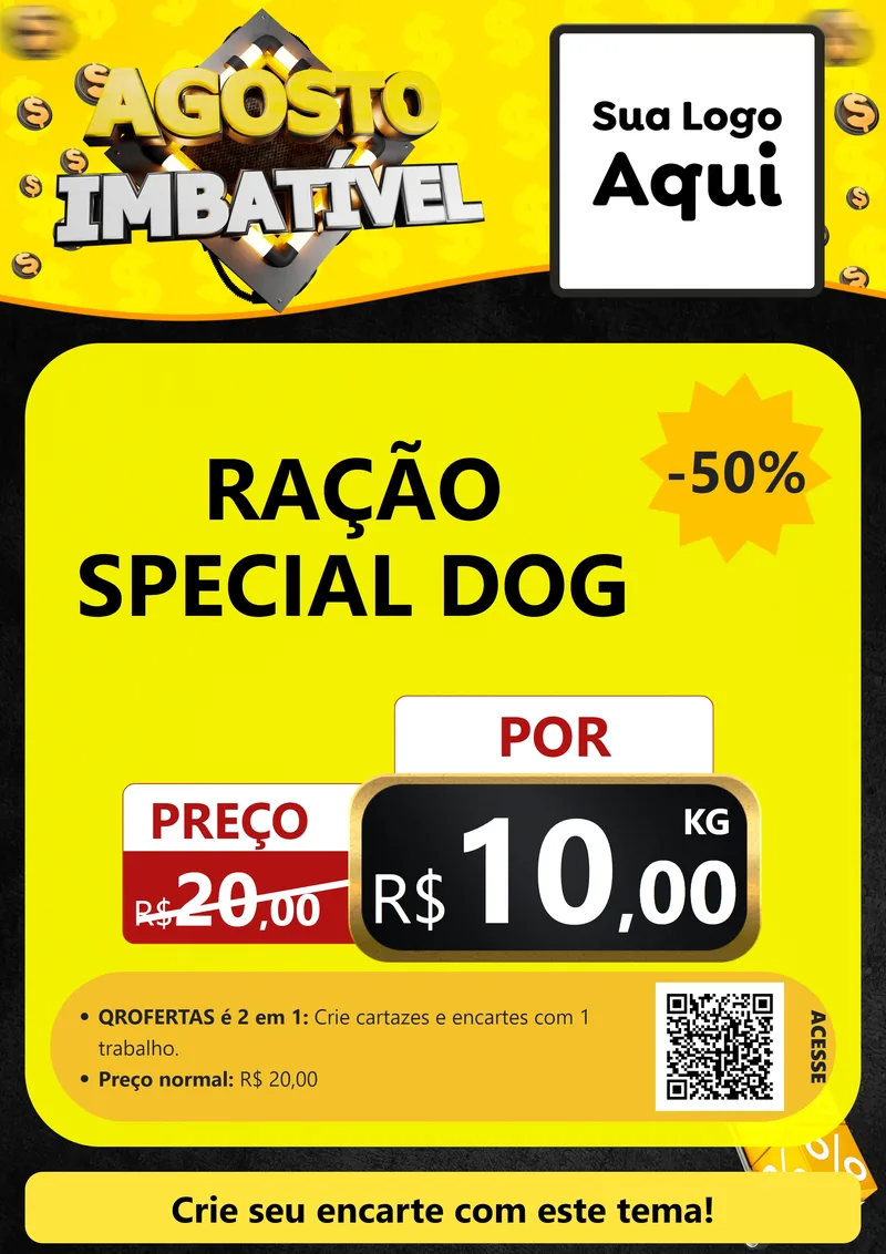 Modelo de Cartaz para Cartaz A4 Vertical com o tema Agosto Imbatível para Pet Shop