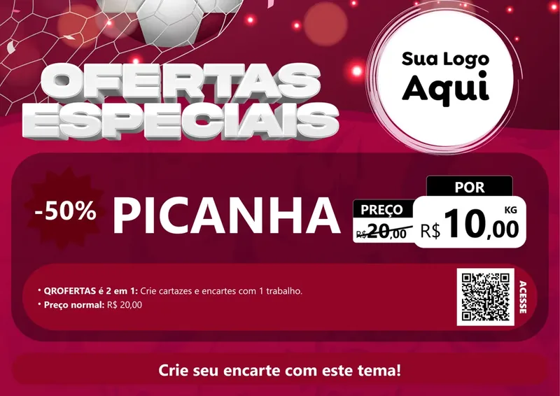 Modelo de Cartaz para Cartaz A4 Horizontal com o tema Ofertas Especiais - Futebol para Açougue