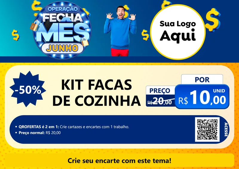 Modelo de Cartaz para Cartaz A4 Horizontal com o tema Operação Fecha Mês, Junho para Utilidades Domésticas